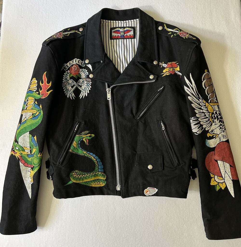 Jeff Hamilton Vintage Early 90s Tattoo Jacket Til Death Do Us Part Canvas Size M